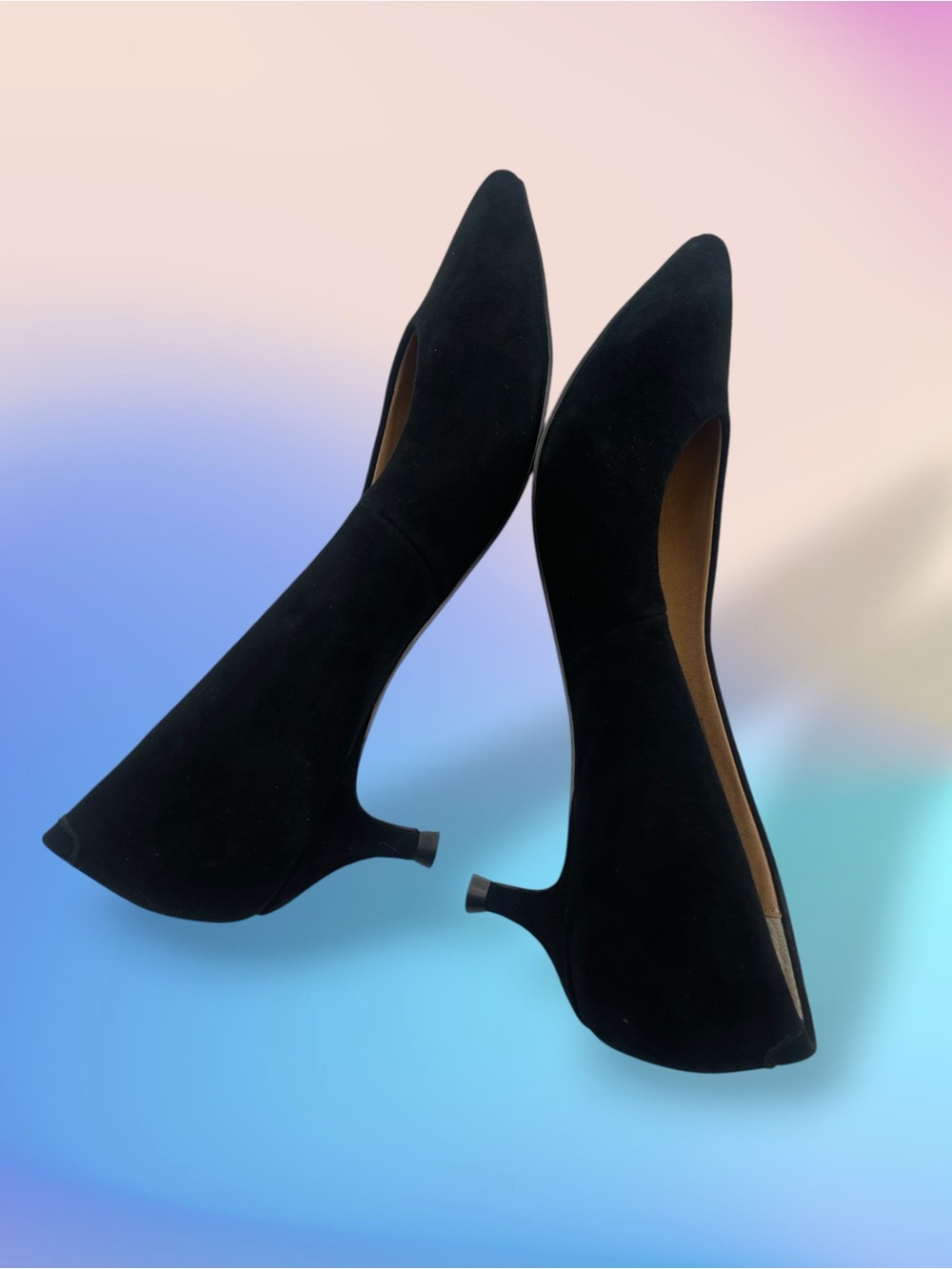 Vionic Josie Black Suede Pointed Toe Kitten Heel Pump Orthotic Comfort Size 6.5 - Picture 7 of 14